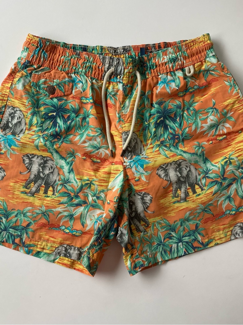 Polo Ralph Lauren Swim Trunks Mens Sz S Orange Tropical  Print Board Shorts